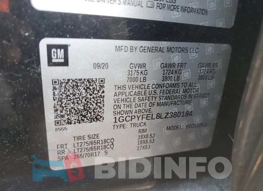 1GCPYFEL8LZ380184 Photo# 12
