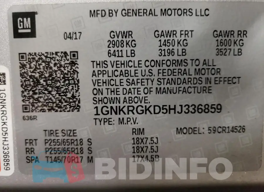 1GNKRGKD5HJ336859 Photo# 14