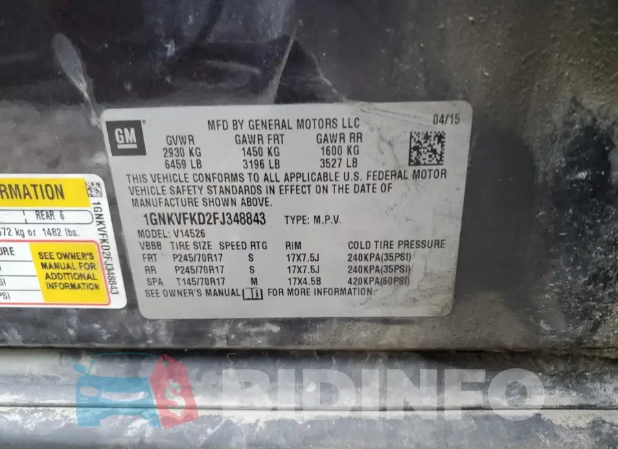 1GNKVFKD2FJ348843 Photo# 13