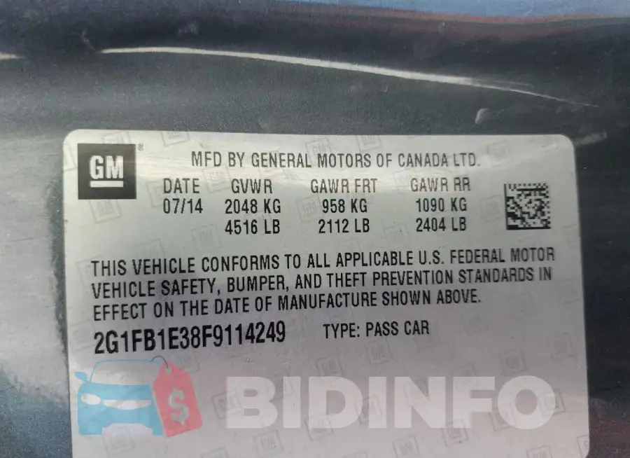 2G1FB1E38F9114249 Photo# 12