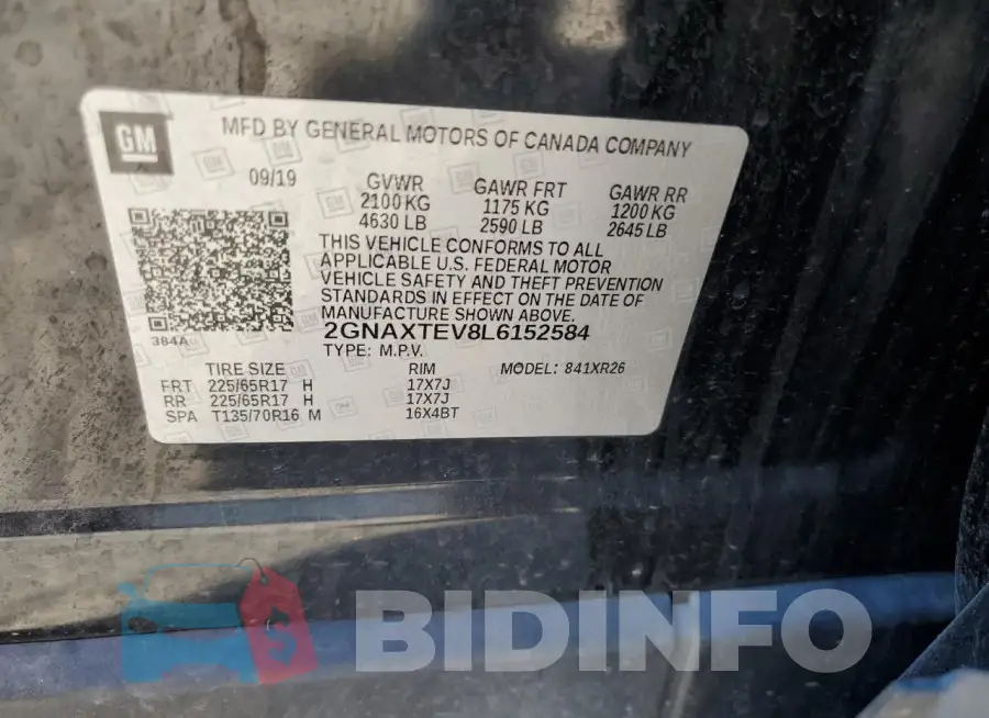 2GNAXTEV8L6152584 Photo# 13