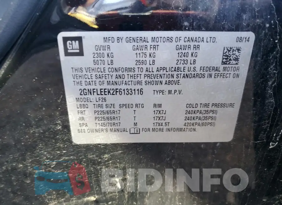 2GNFLEEK2F6133116 Photo# 13