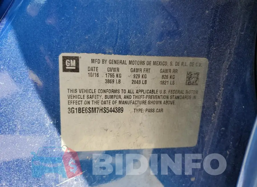 3G1BE6SM7HS544389 Photo# 12