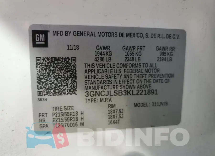 3GNCJLSB3KL221891 Photo# 13
