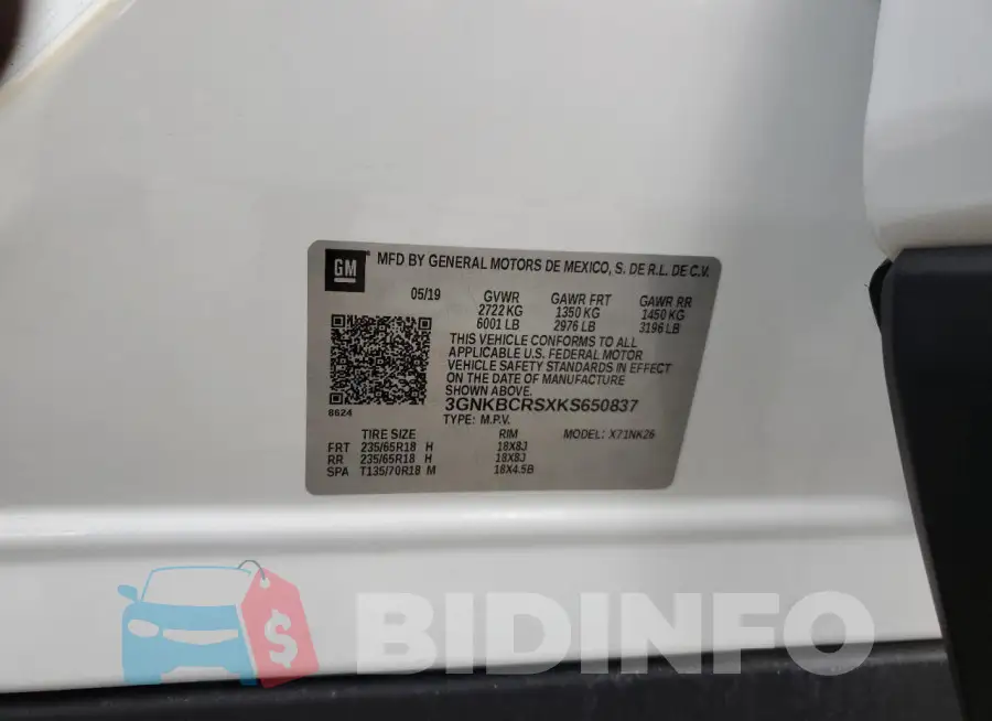 3GNKBCRSXKS650837 Photo# 13