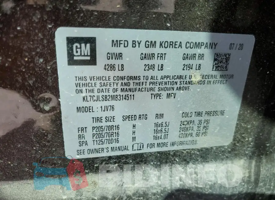 KL7CJLSB2MB314511 Photo# 14