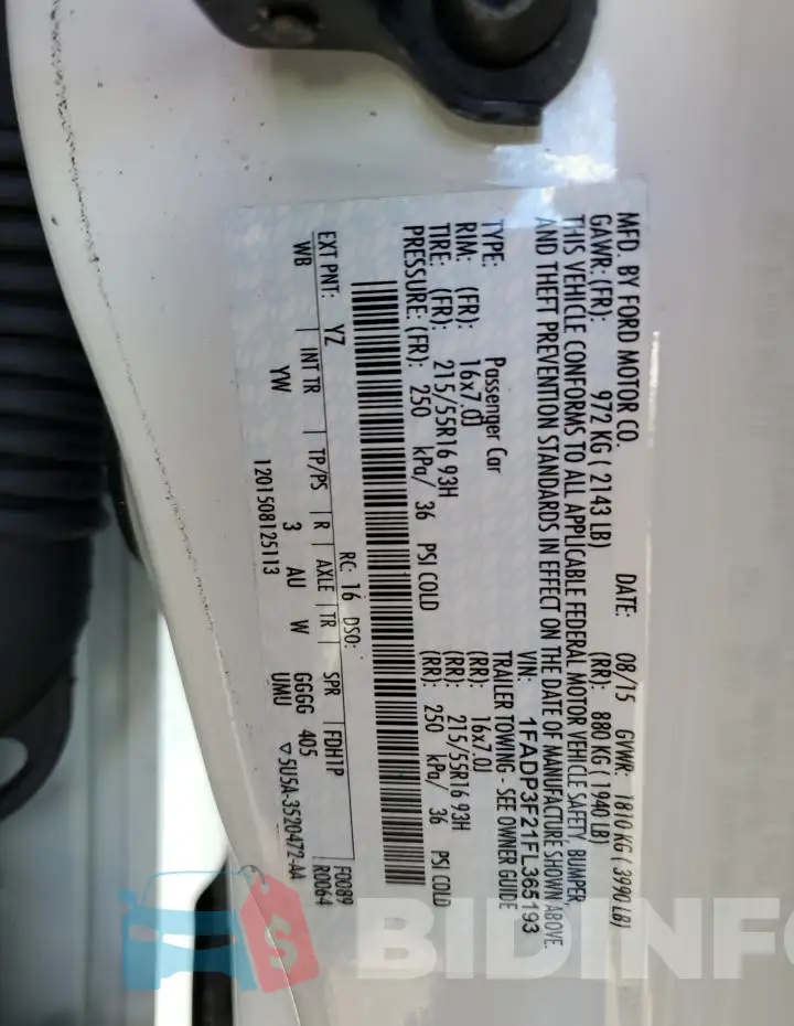 1FADP3F21FL365193 Photo# 13