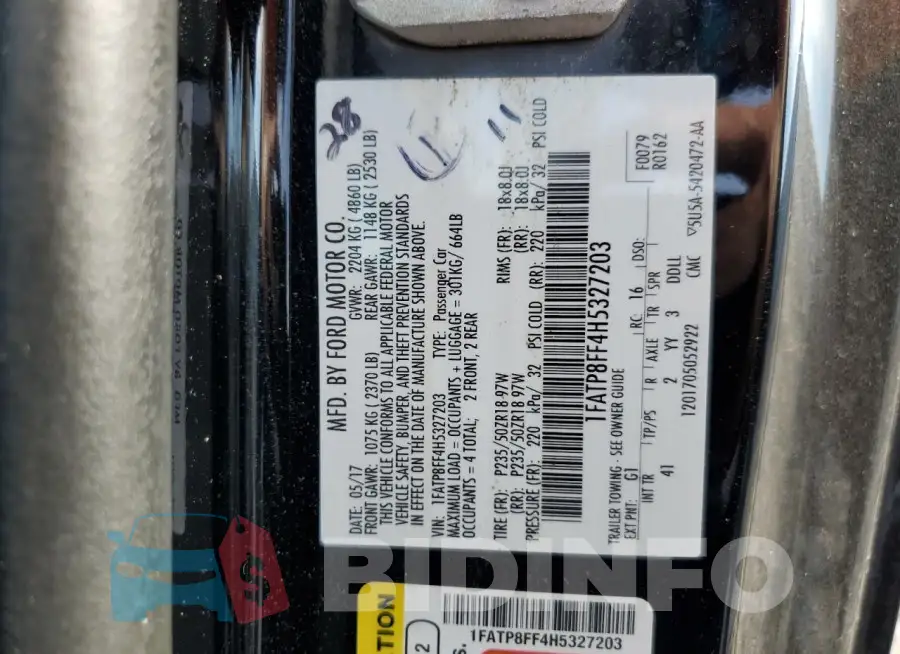 1FATP8FF4H5327203 Photo# 13
