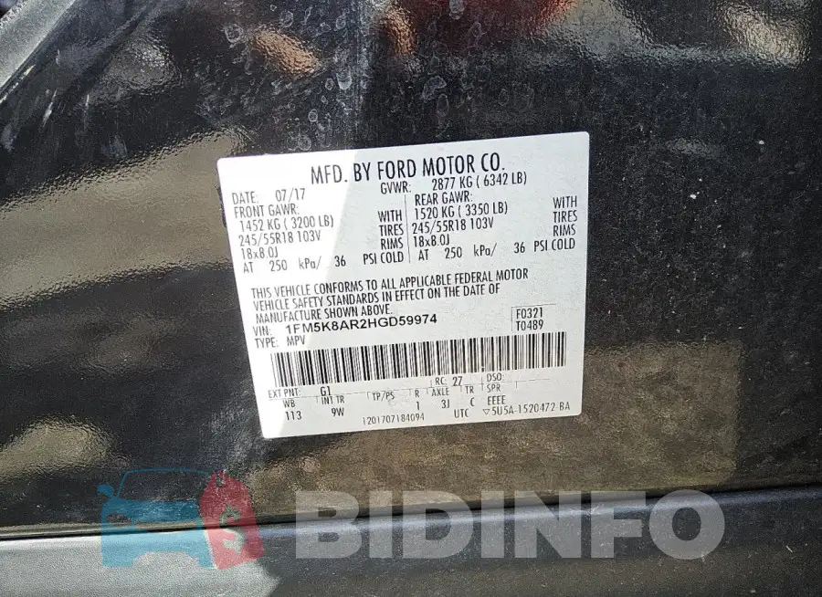 1FM5K8AR2HGD59974 Photo# 14