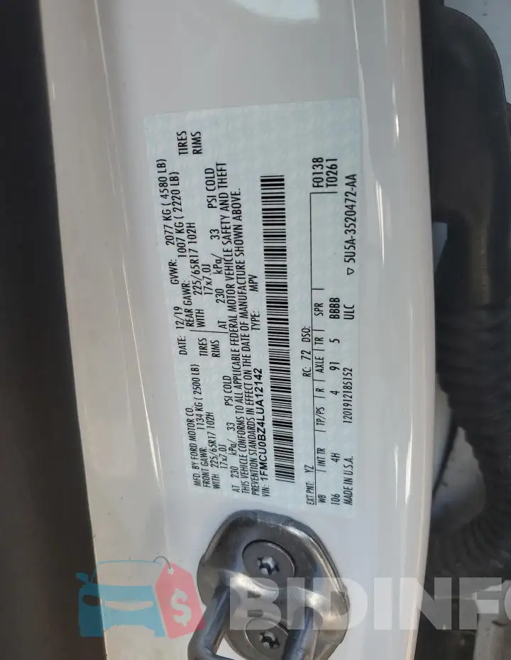 1FMCU0BZ4LUA12142 Photo# 14