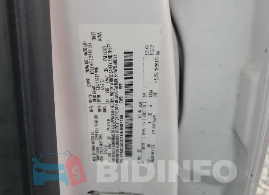 1FMCU0GD1HUB87159 Photo# 14