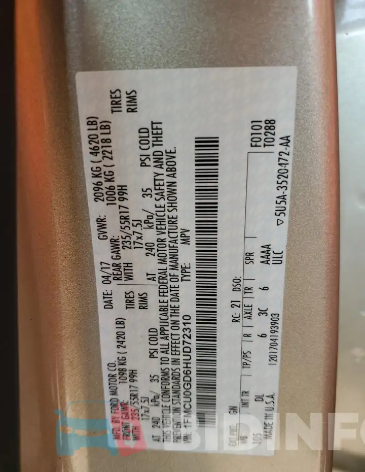 1FMCU0GD6HUD72310 Photo# 13