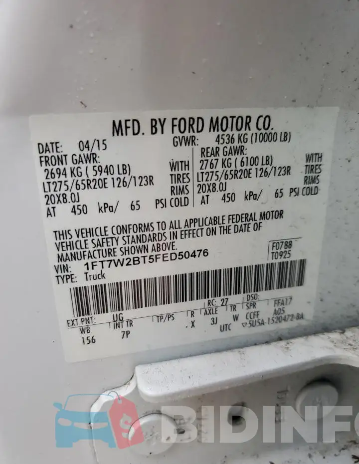 1FT7W2BT5FED50476 Photo# 13