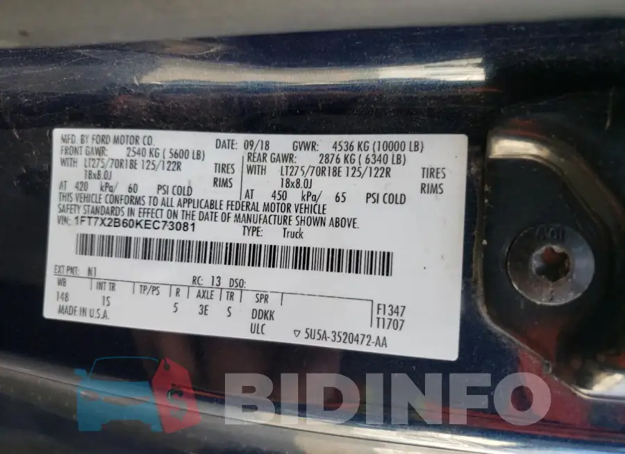 1FT7X2B60KEC73081 Photo# 12
