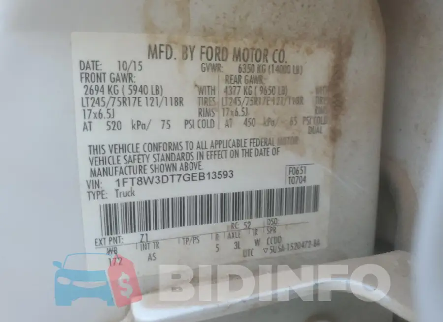 1FT8W3DT7GEB13593 Photo# 12