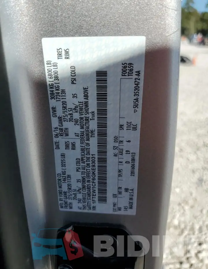 1FTEW1CF6GKE93031 Photo# 13