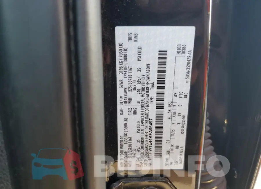 1FTFW1E44KFA96497 Photo# 12
