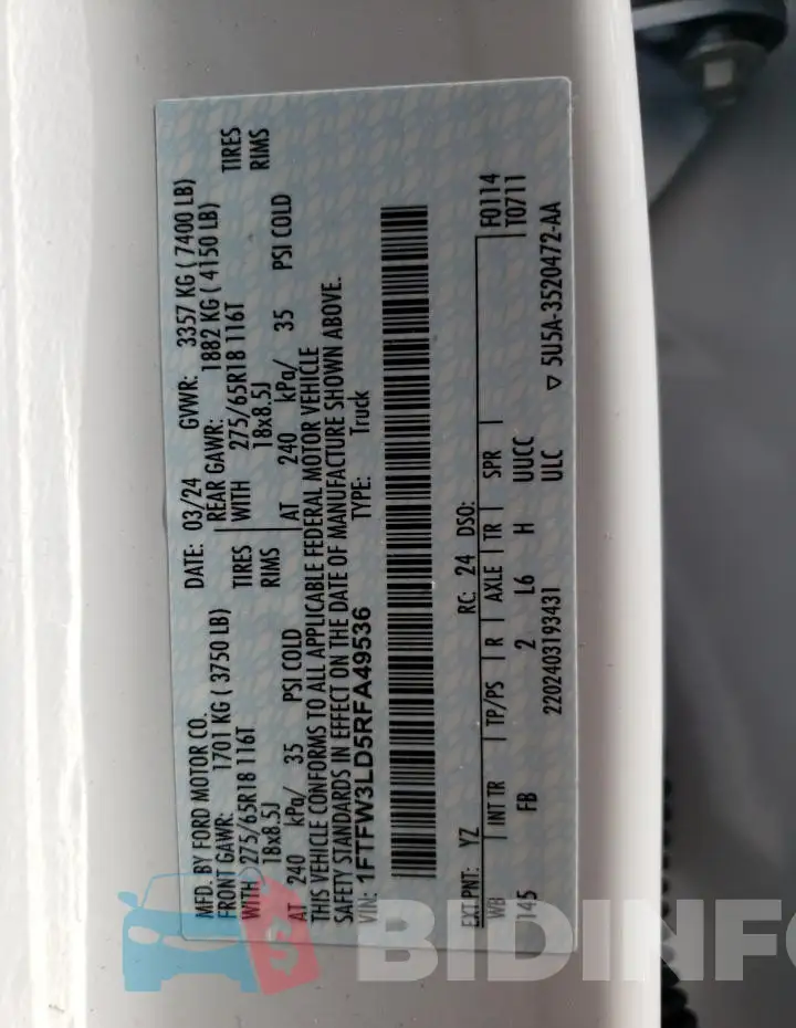 1FTFW3LD5RFA49536 Photo# 13
