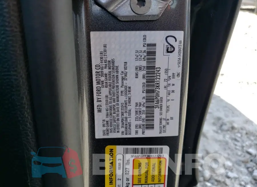3FA6P0H73KR123243 Photo# 12