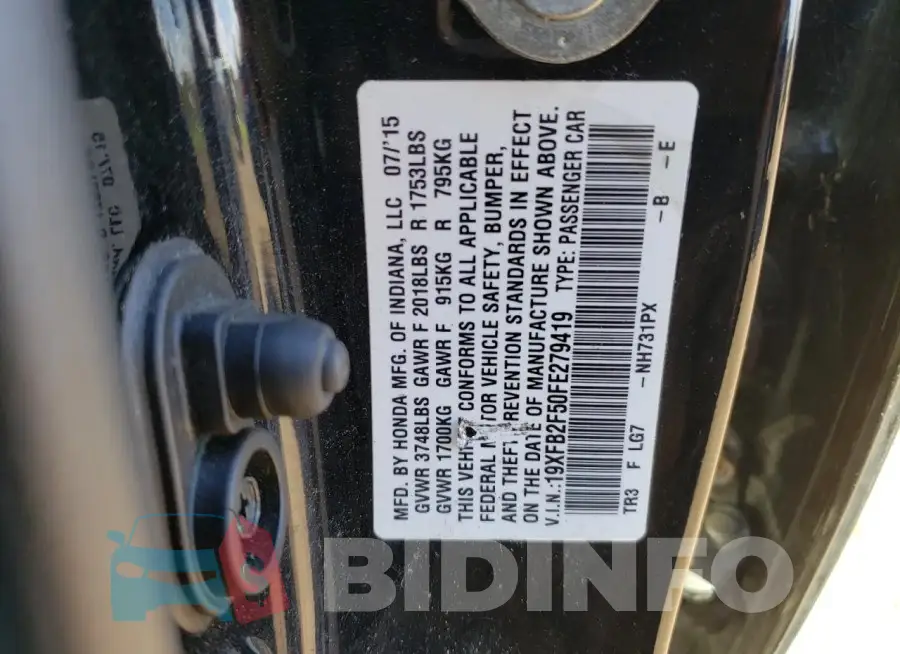 19XFB2F50FE279419 Photo# 13