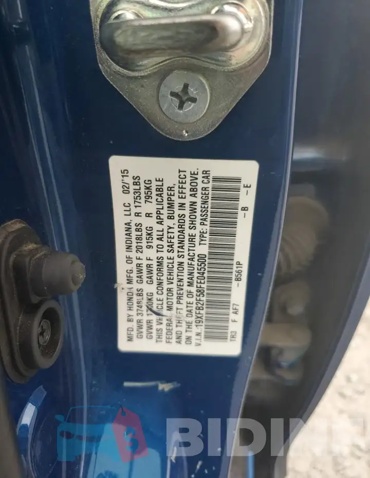19XFB2F58FE045500 Photo# 12
