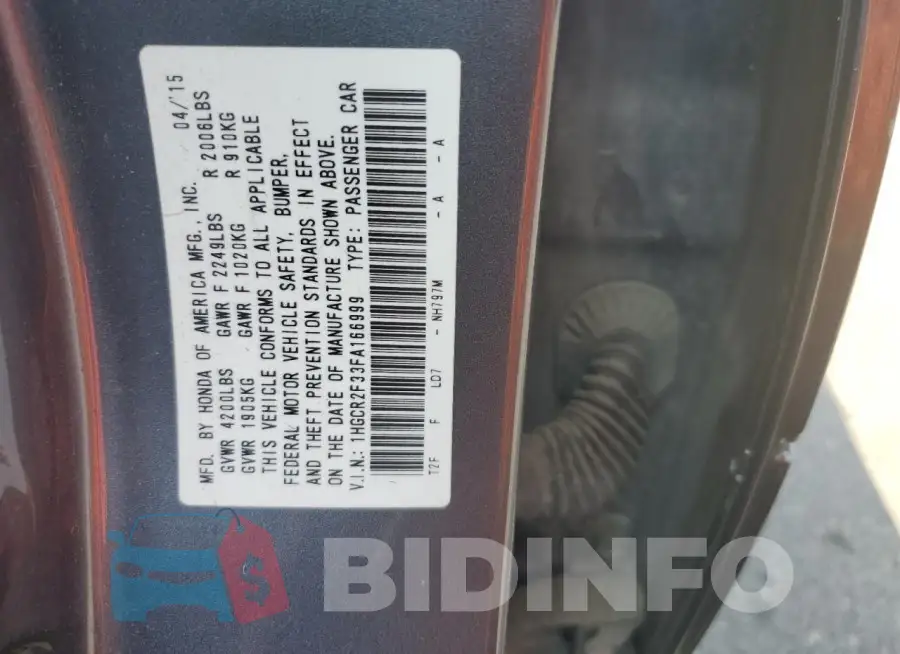 1HGCR2F33FA166999 Photo# 12