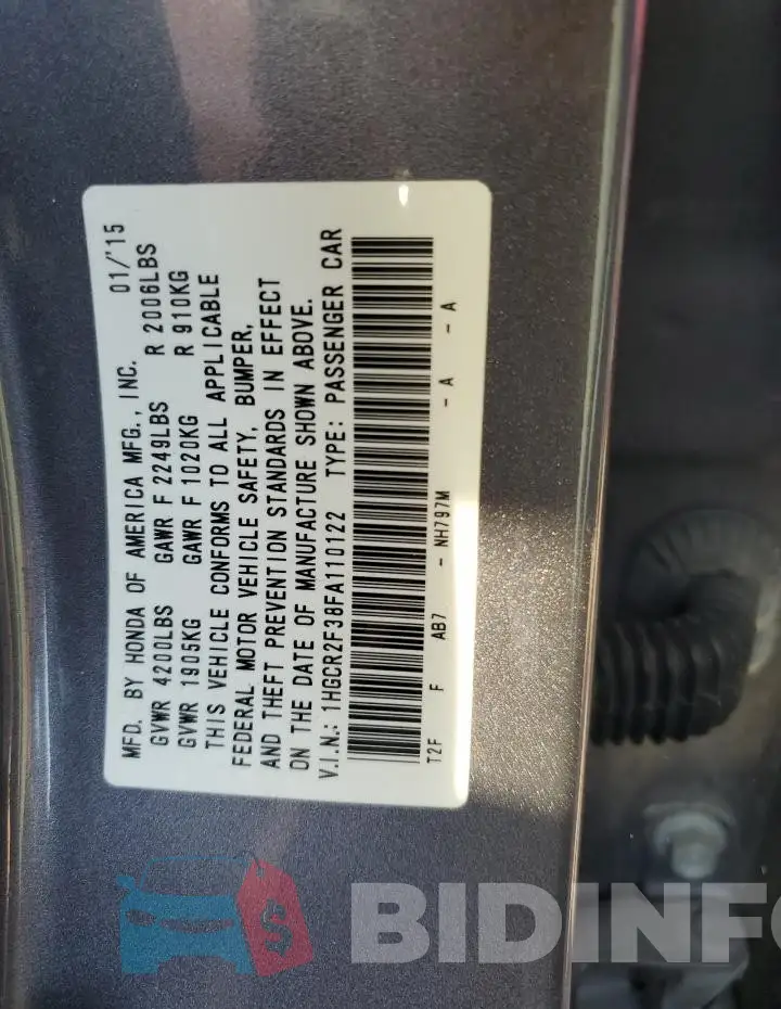 1HGCR2F38FA110122 Photo# 12