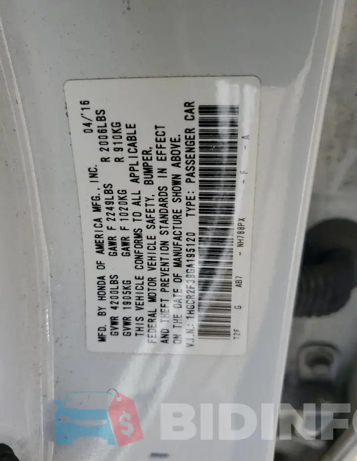 1HGCR2F39GA195120 Photo# 12