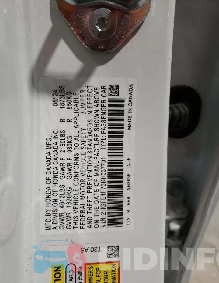 2HGFE1F73RH337701 Photo# 12