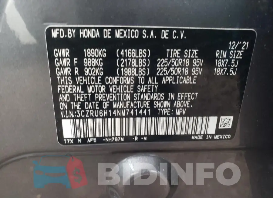 3CZRU6H14NM741441 Photo# 12