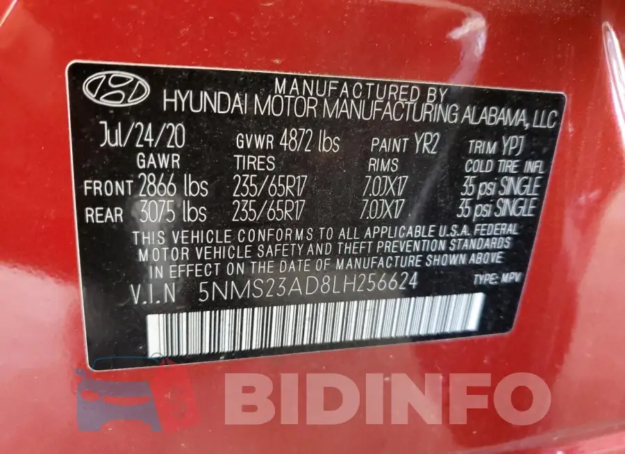 5NMS23AD8LH256624 Photo# 13