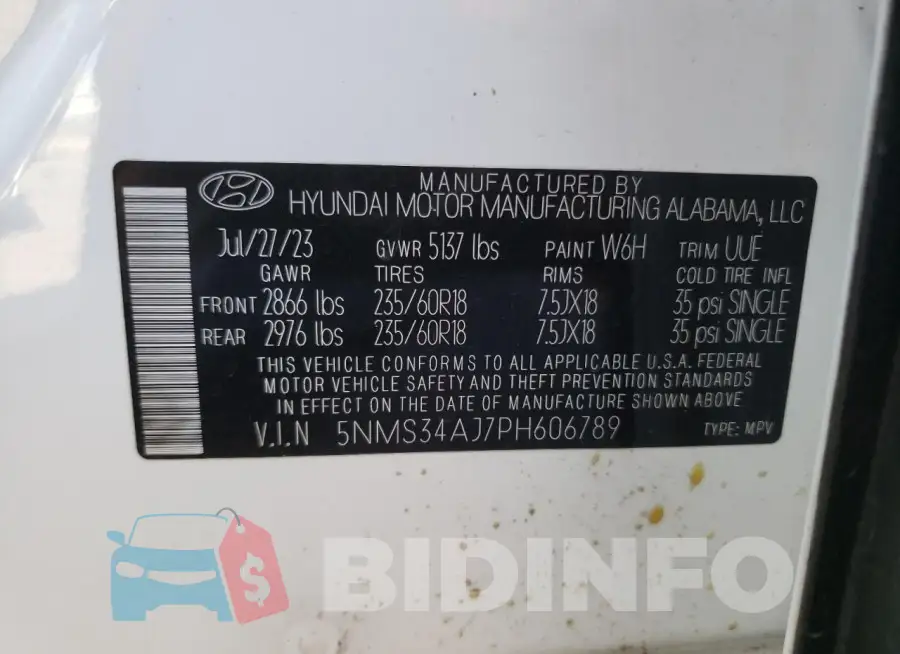 5NMS34AJ7PH606789 Photo# 13