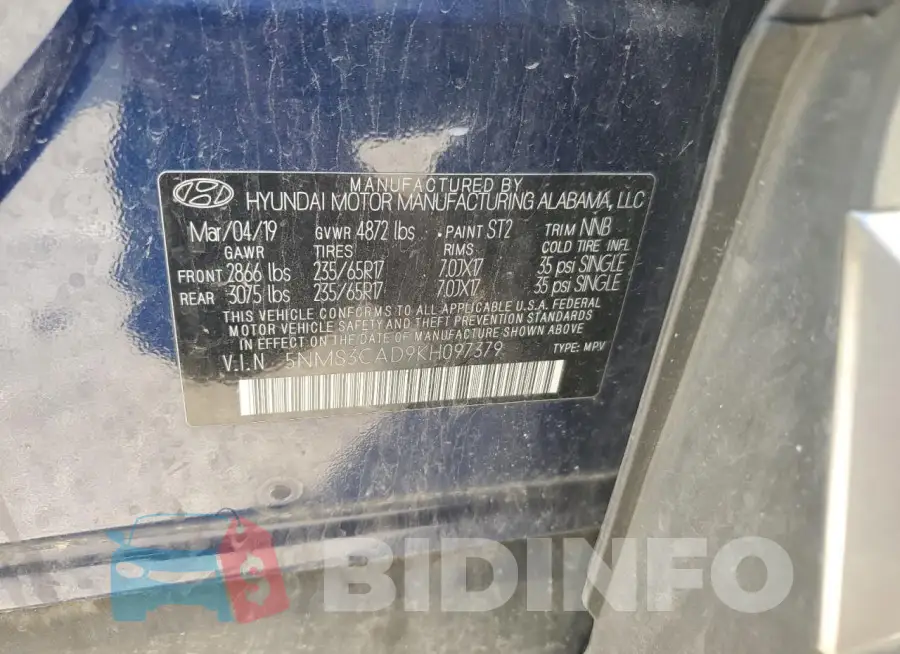 5NMS3CAD9KH097379 Photo# 14