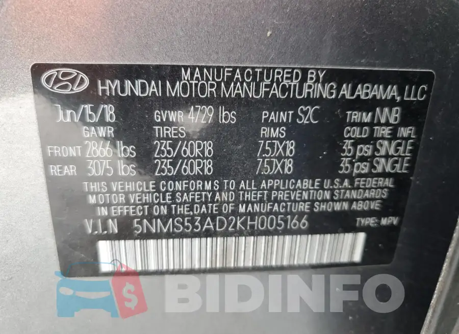 5NMS53AD2KH005166 Photo# 13
