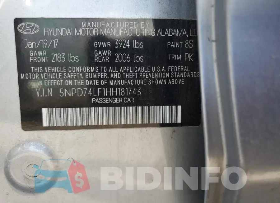 5NPD74LF1HH181743 Photo# 13