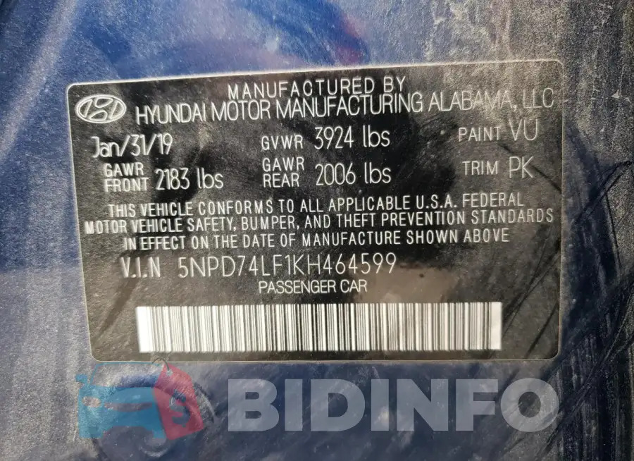 5NPD74LF1KH464599 Photo# 13