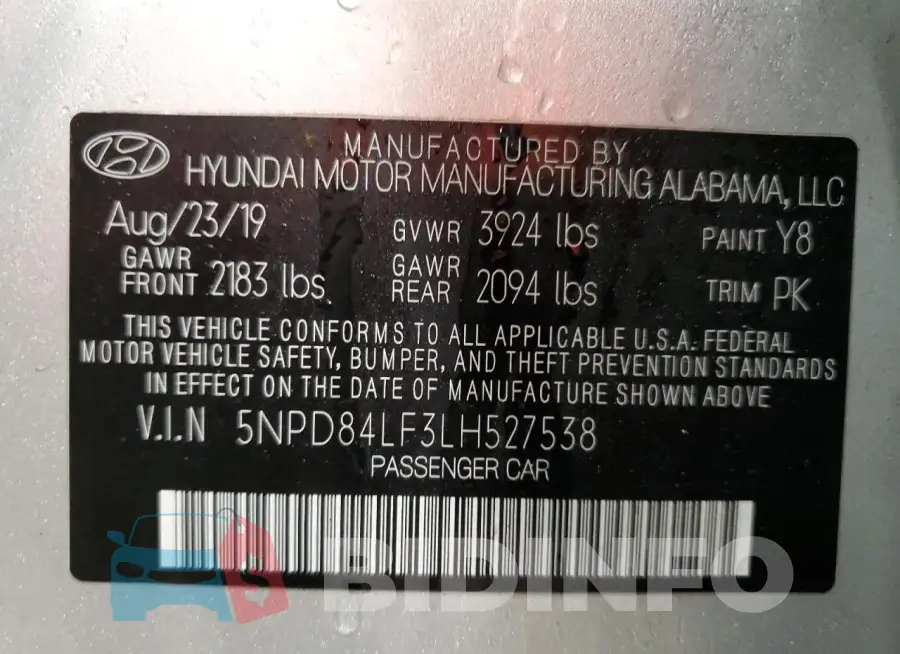 5NPD84LF3LH527538 Photo# 12