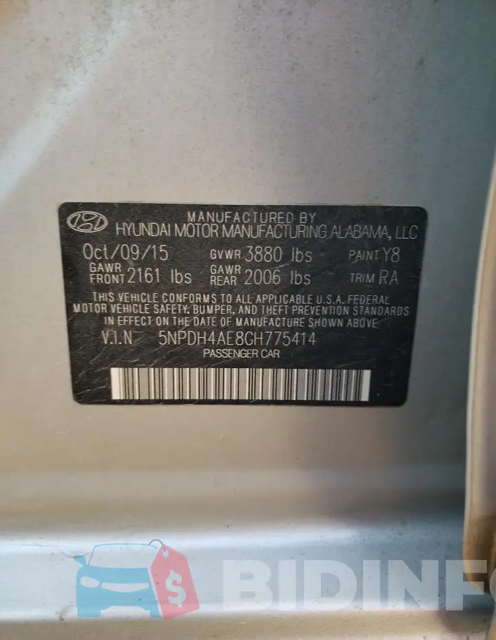 5NPDH4AE8GH775414 Photo# 12