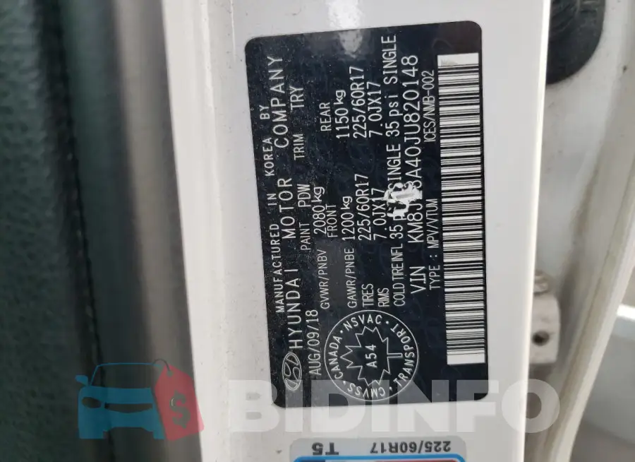 KM8J23A40JU820148 Photo# 13