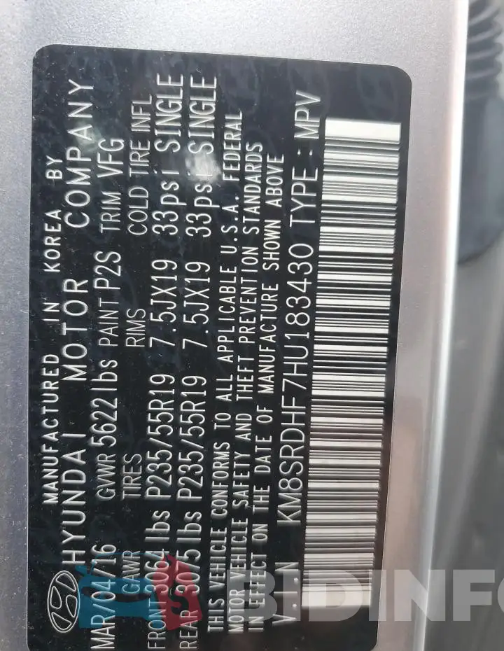 KM8SRDHF7HU183430 Photo# 13