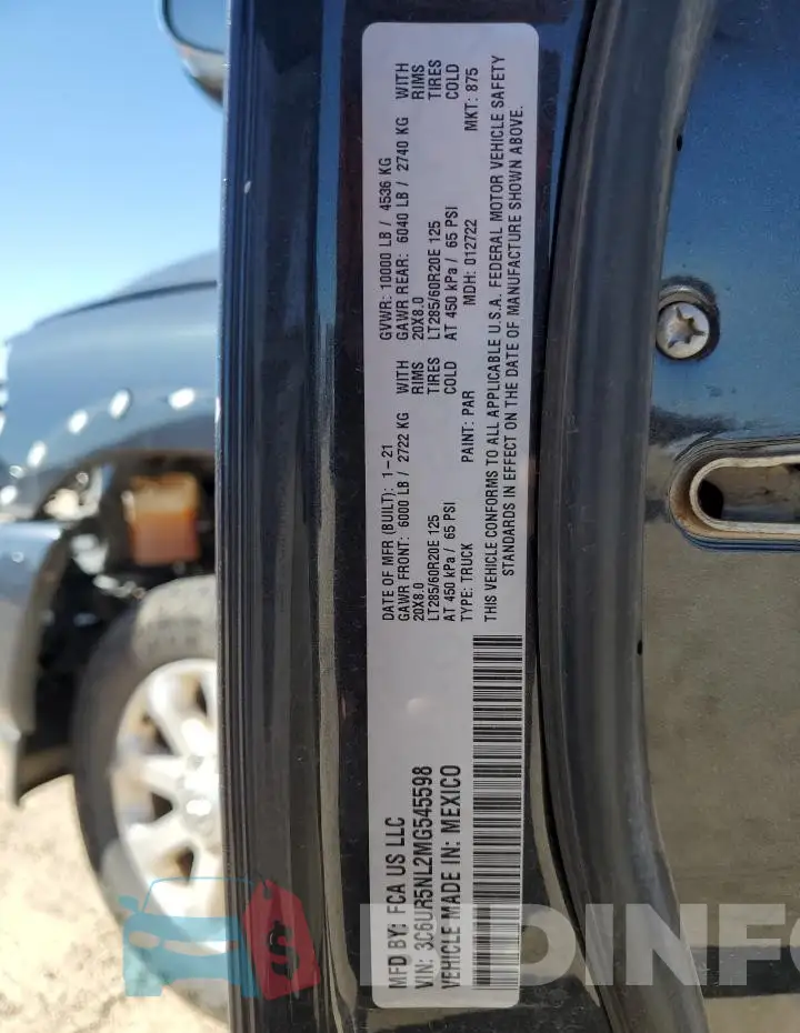 3C6UR5NL2MG545598 Photo# 13