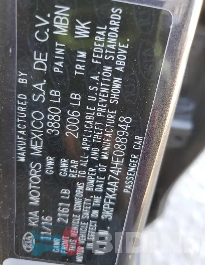 3KPFK4A74HE088948 Photo# 13