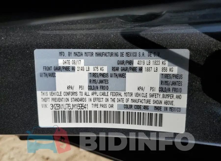 3MZBN1U76JM169541 Photo# 12
