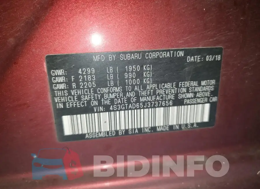 4S3GTAD65J3737656 Photo# 13