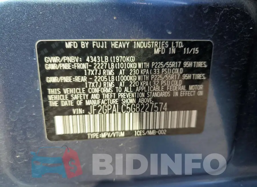 JF2GPALC5G8227574 Photo# 13