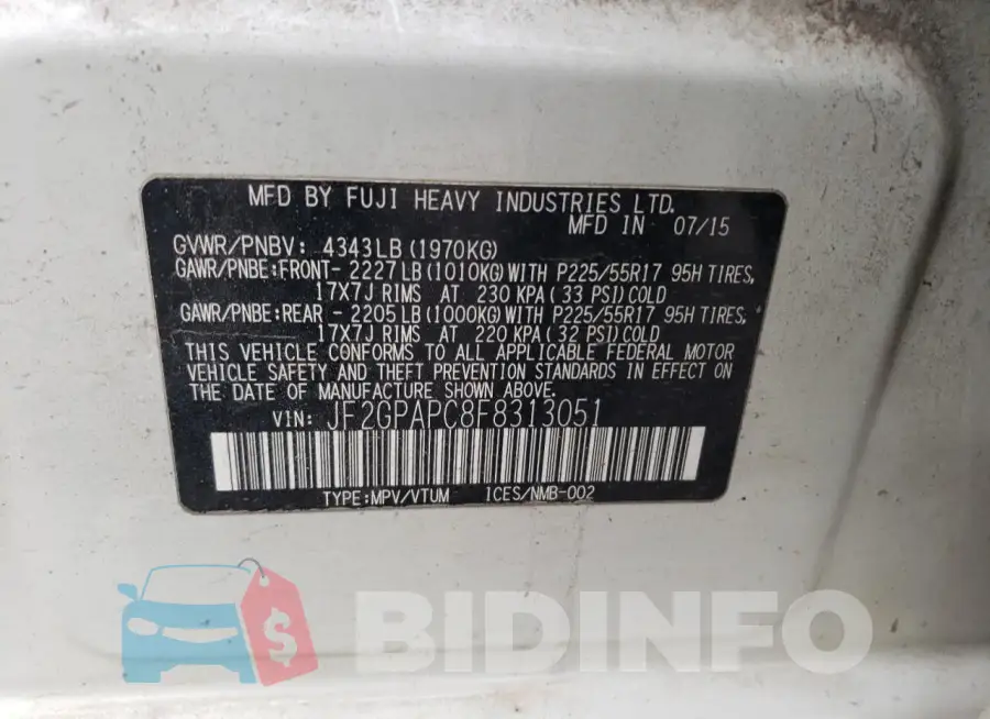 JF2GPAPC8F8313051 Photo# 12
