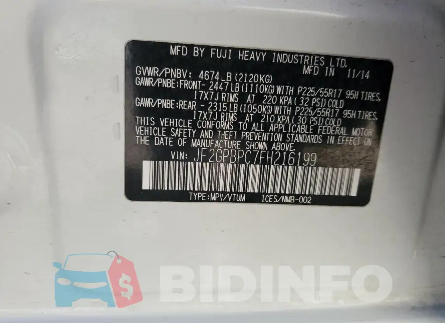 JF2GPBPC7FH216199 Photo# 13