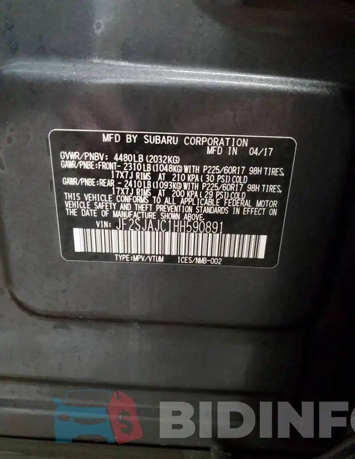 JF2SJAJC1HH590891 Photo# 13