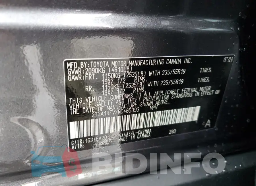 2T3A1RFV7RC465393 Photo# 13