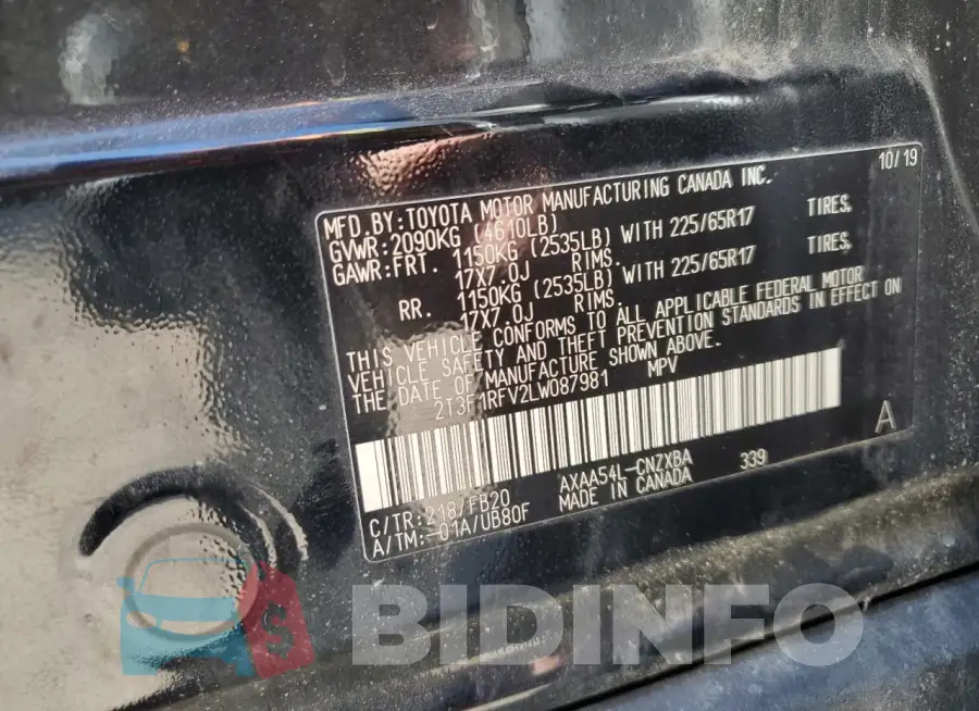 2T3F1RFV2LW087981 Photo# 13